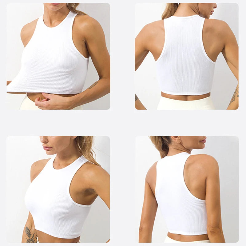 Women Yoga Vest Great Elasticity Gym Sports Crop Tops Fitness Workout Shirts Streetwear Tank Tops Cheap Wholesale Women Clothes