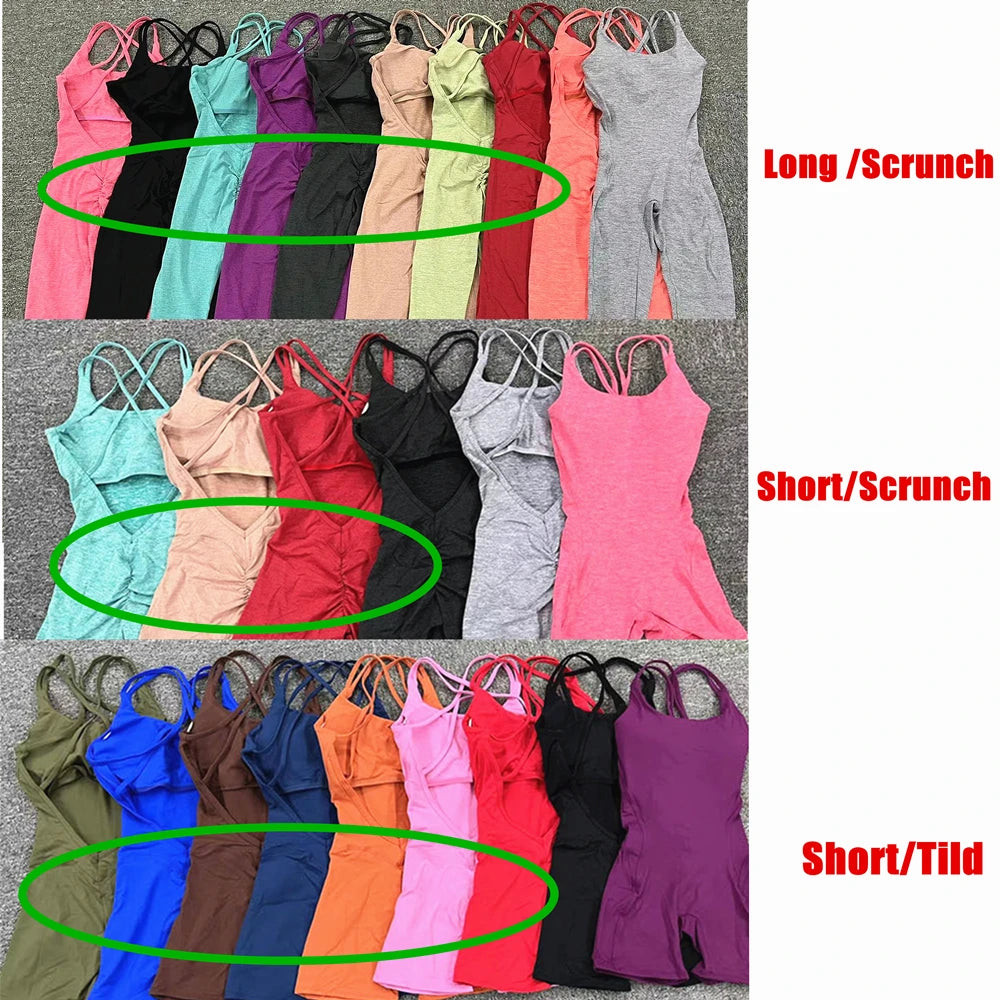 2024 Pad Lycra Active Wear Gym Yoga Set Women Fitness Scrunch Legging Women Workout Female Sports Outfit Suits Exercise Jumpsuit