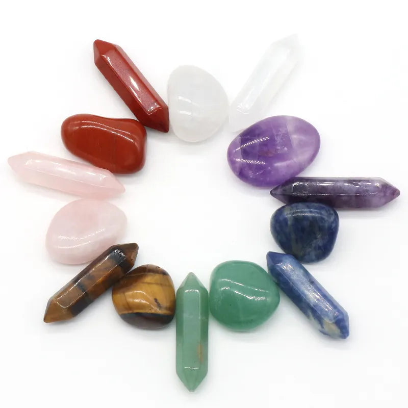 Natural Chakra Tumbled Stone Gemstone Rock crystal Double Ppoint Mineral Polish Healing Meditation for Feng Shui Decor