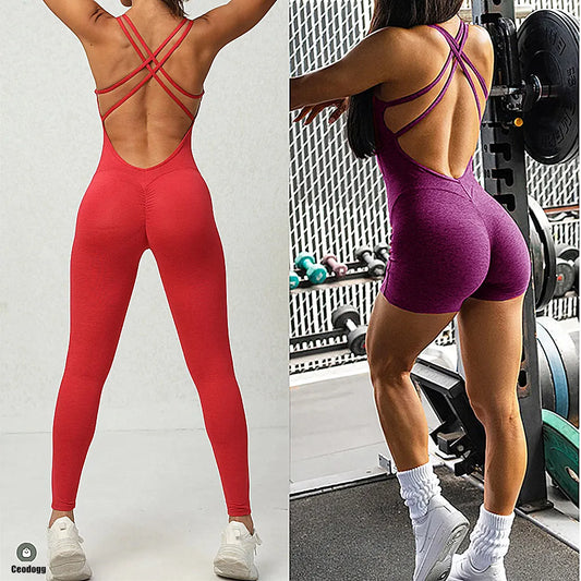 2024 Pad Lycra Active Wear Gym Yoga Set Women Fitness Scrunch Legging Women Workout Female Sports Outfit Suits Exercise Jumpsuit